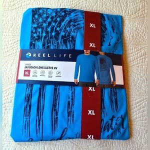 NWT Reel Life Blue Long Sleeve UV Sun Shirt /Rash Guard